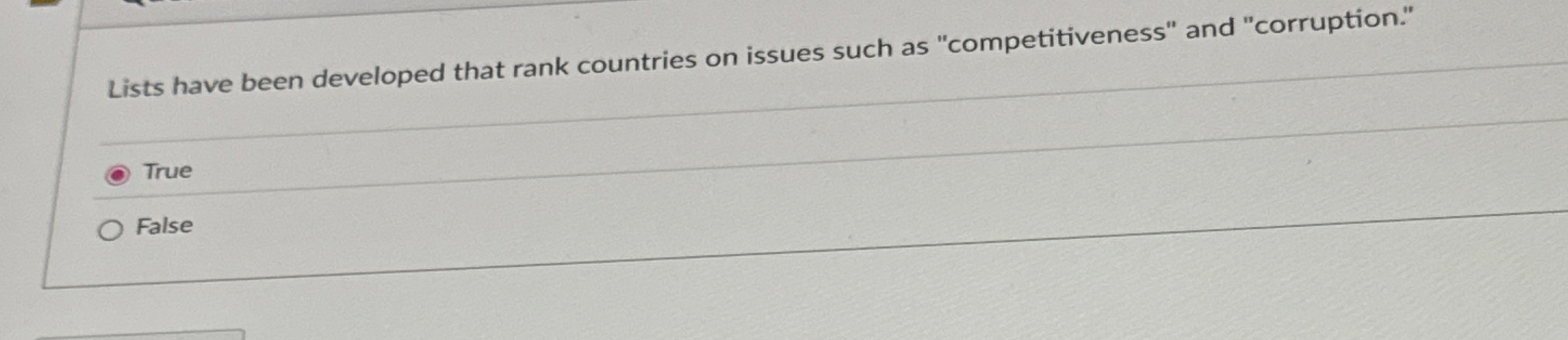  Lists have been developed that rank countries on issues such as
