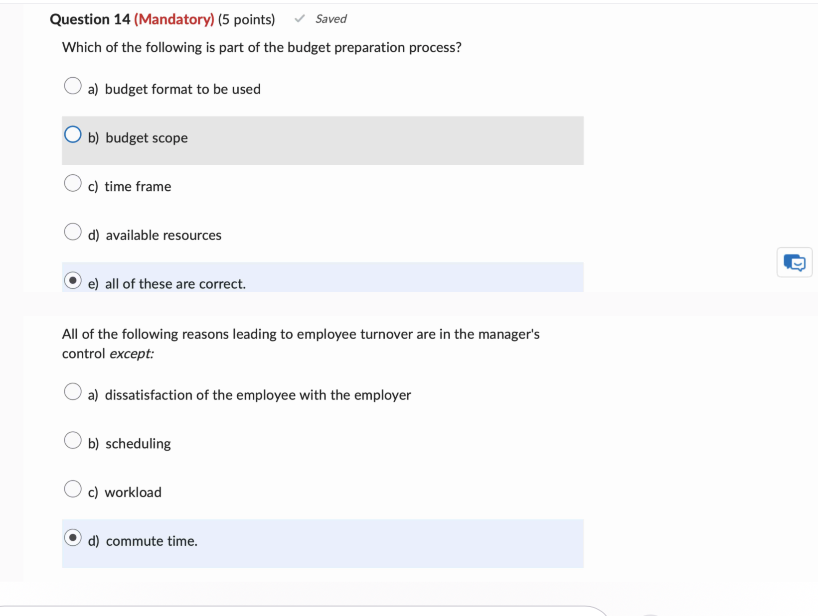  Question 14(Mandatory)(5 points) Which of the following is part of the