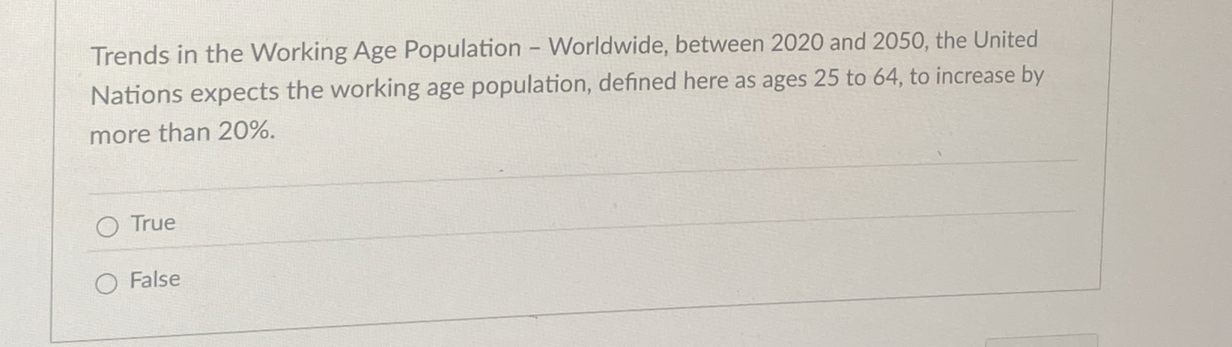  Trends in the Working Age Population - Worldwide, between 2020 and