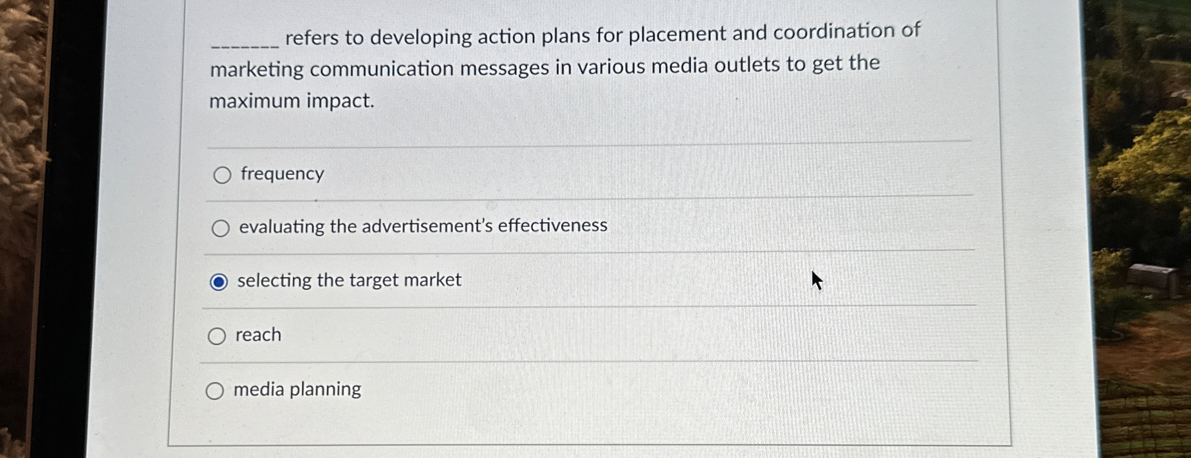  refers to developing action plans for placement and coordination of marketing