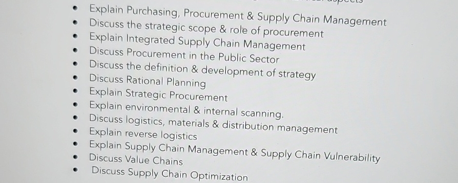  Explain Purchasing, Procurement & Supply Chain Management Discuss the strategic scope