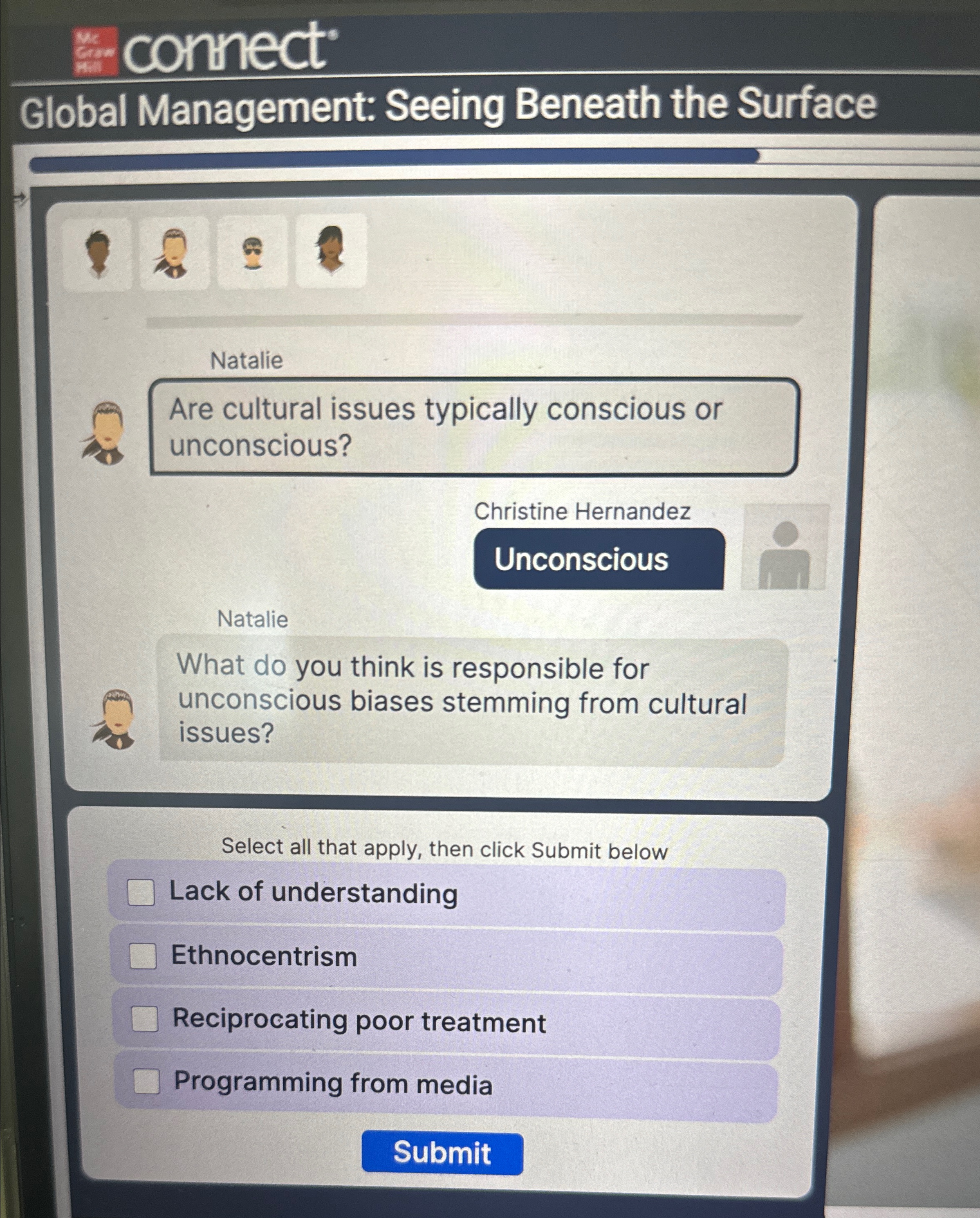  -connect Global Management: Seeing Beneath the Surface Natalie Are cultural issues