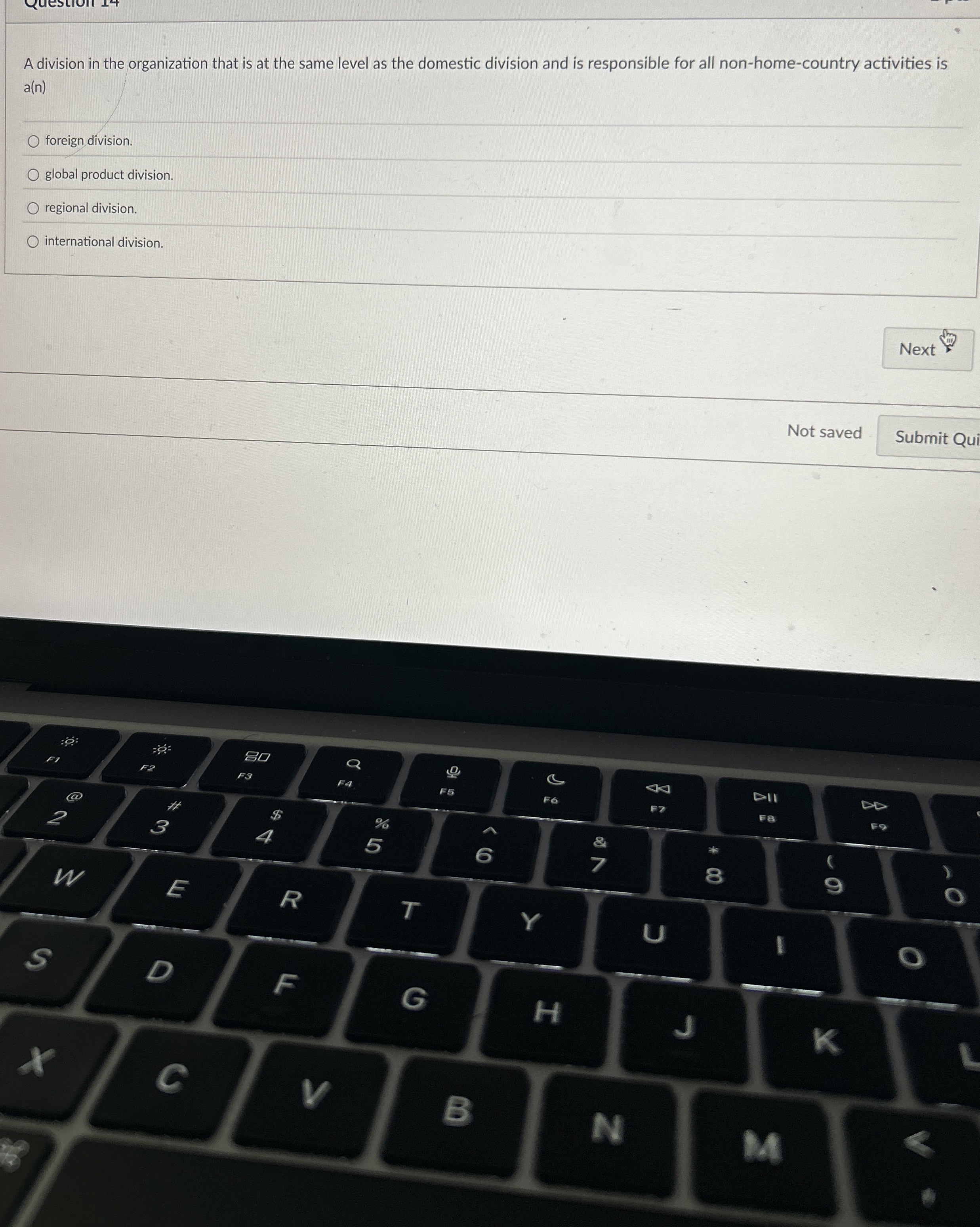  A division in the organization that is at the same level