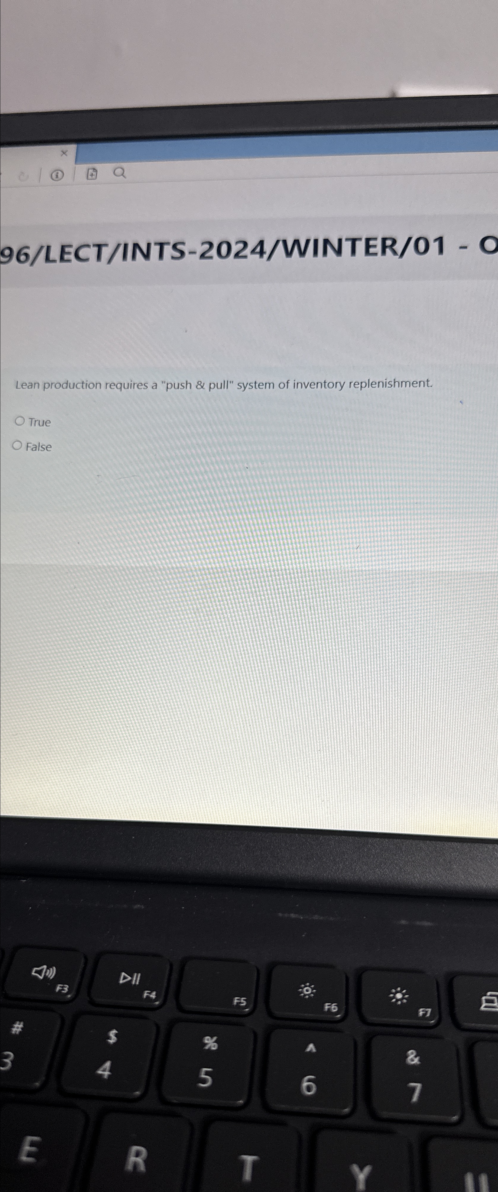  96/LECT/INTS-2024/WINTER/01 Lean production requires a "push & pull" system of inventory