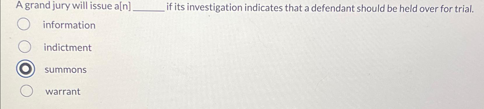  A grand jury will issue a[n]q, if its investigation indicates that