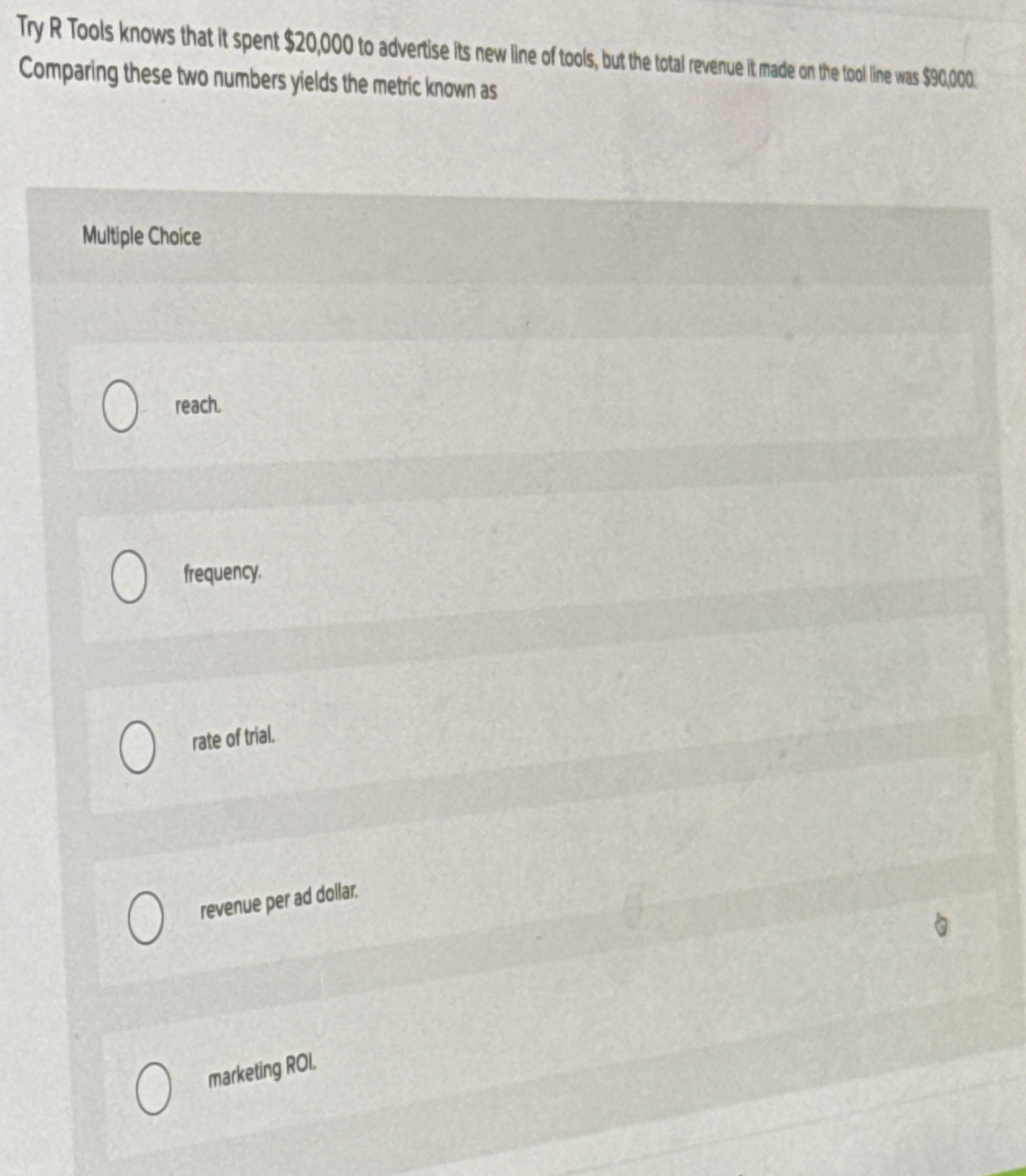  Comparing these two numbers yields the metric known as Multiple Choice