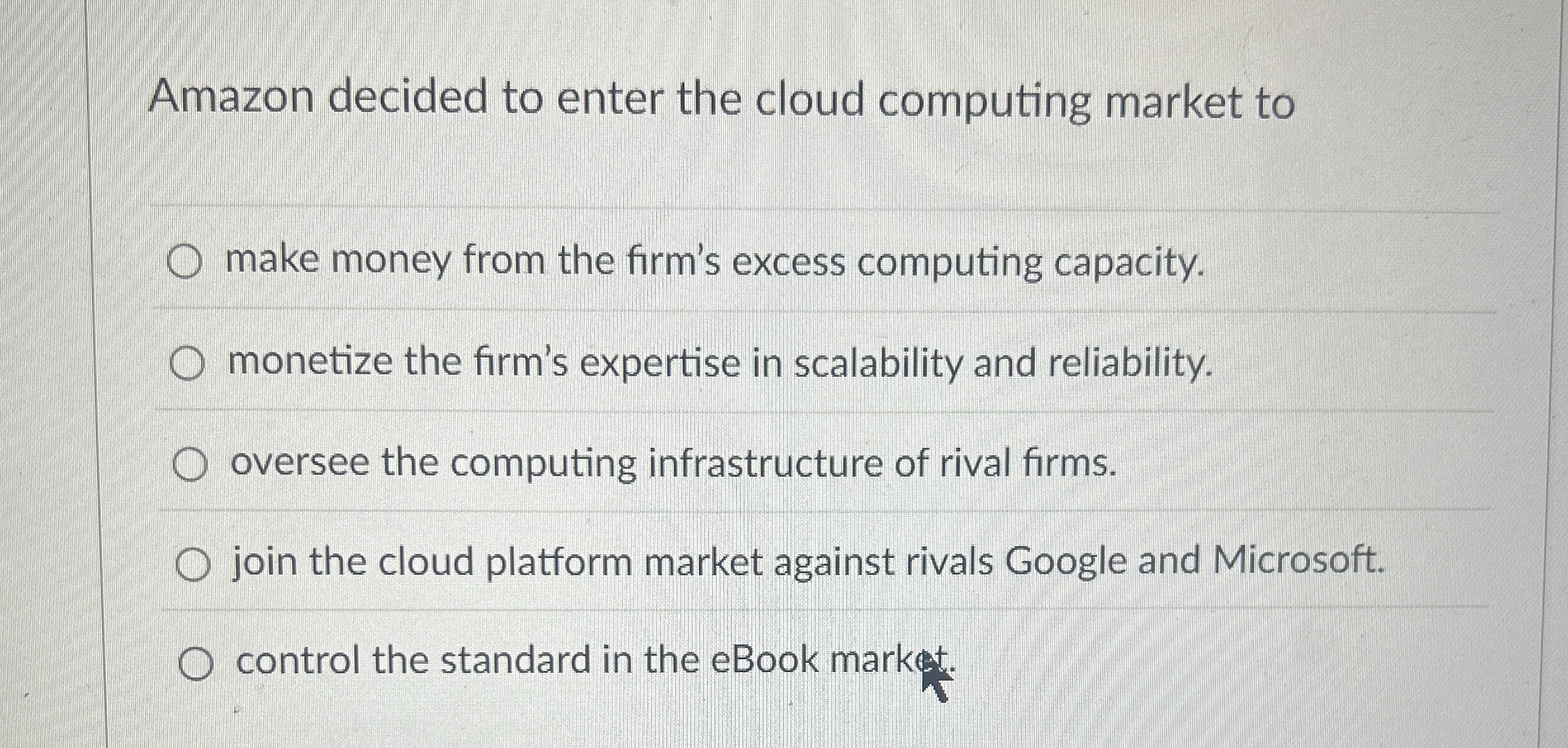  Amazon decided to enter the cloud computing market to make money