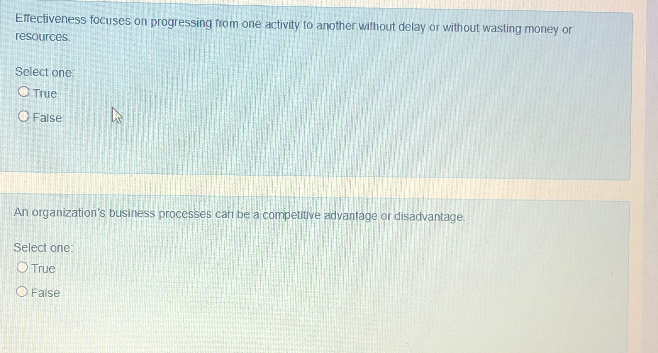  Effectiveness focuses on progressing from one activity to another without delay