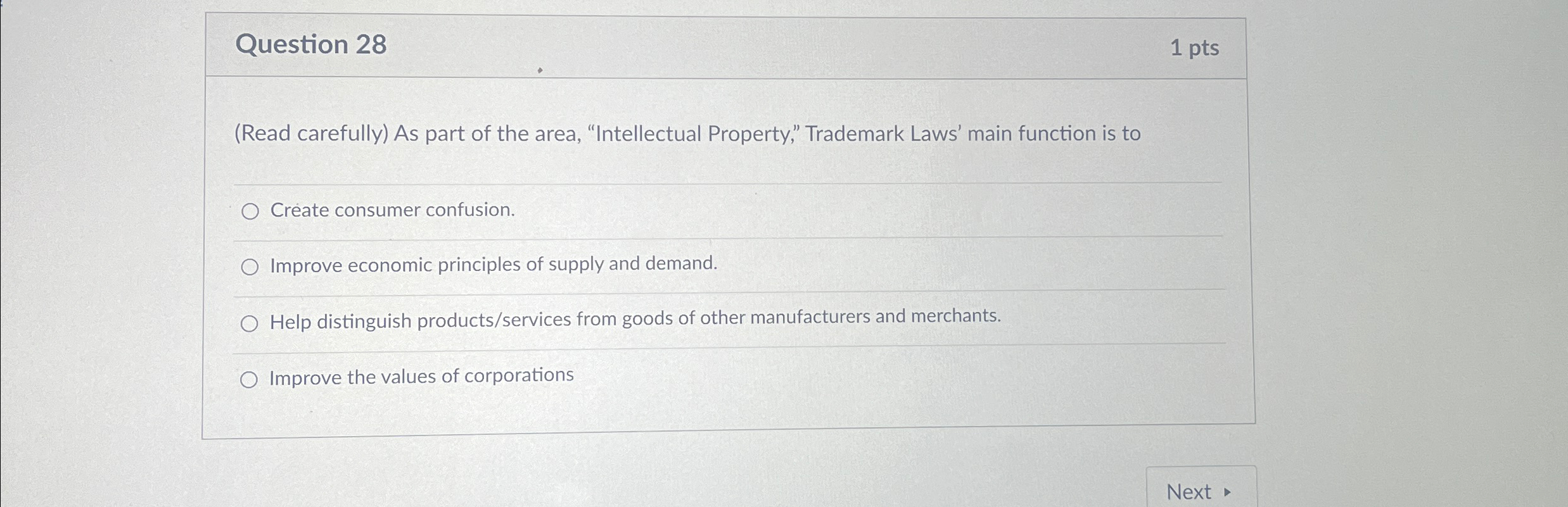  Question 28 1 pts (Read carefully) As part of the area,