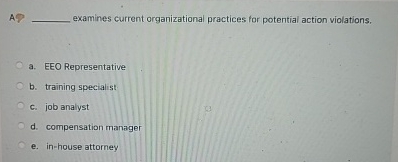  A P examines current organizational practices for potential action violations. a.