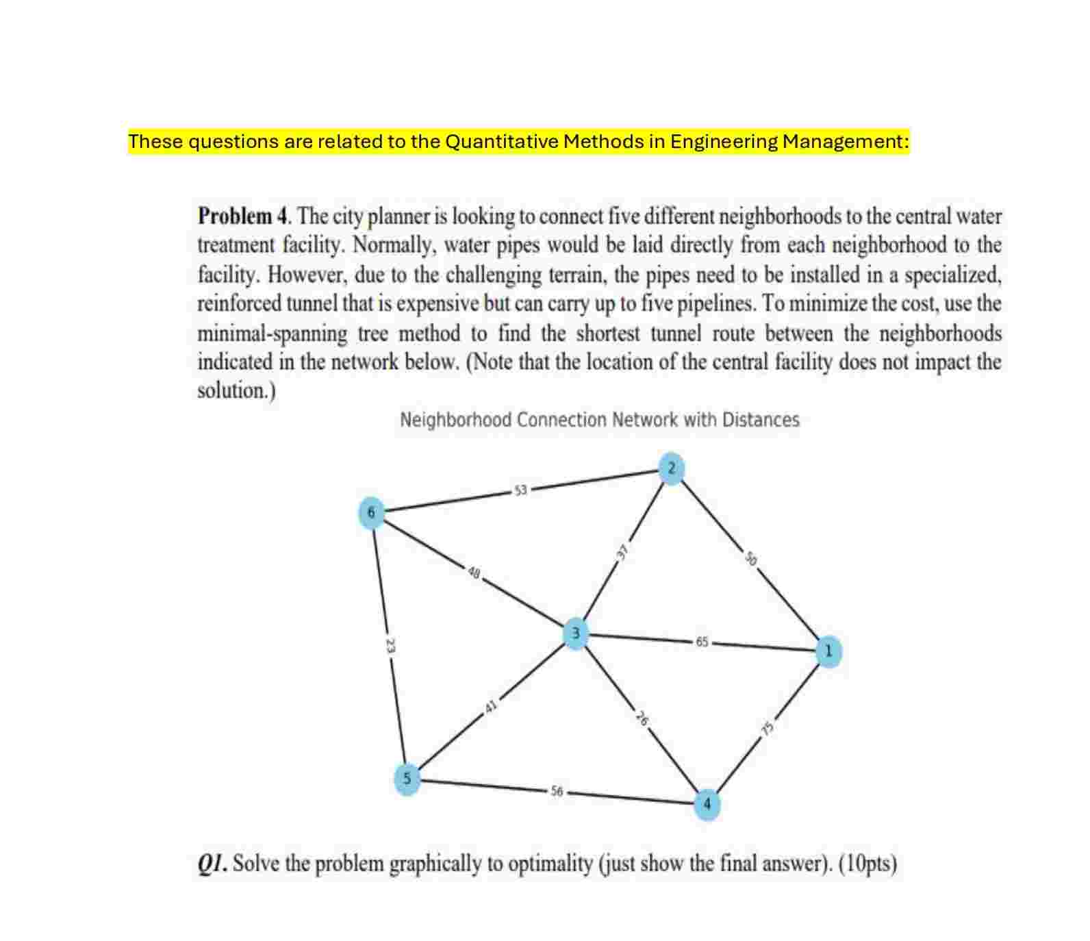  These questions are related to the Quantitative Methods in Engineering Management: