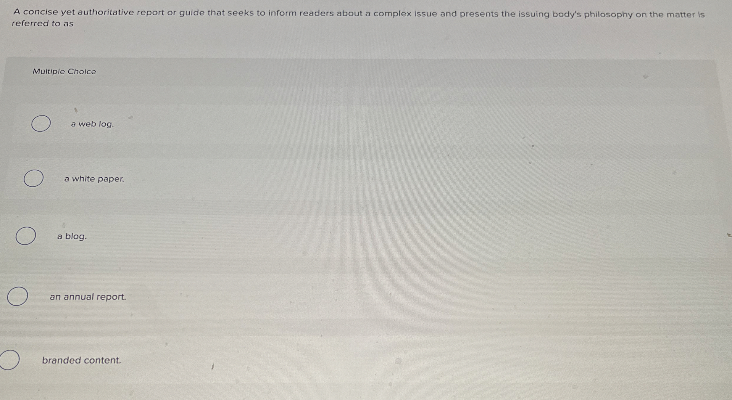  A concise yet authoritative report or guide that seeks to inform