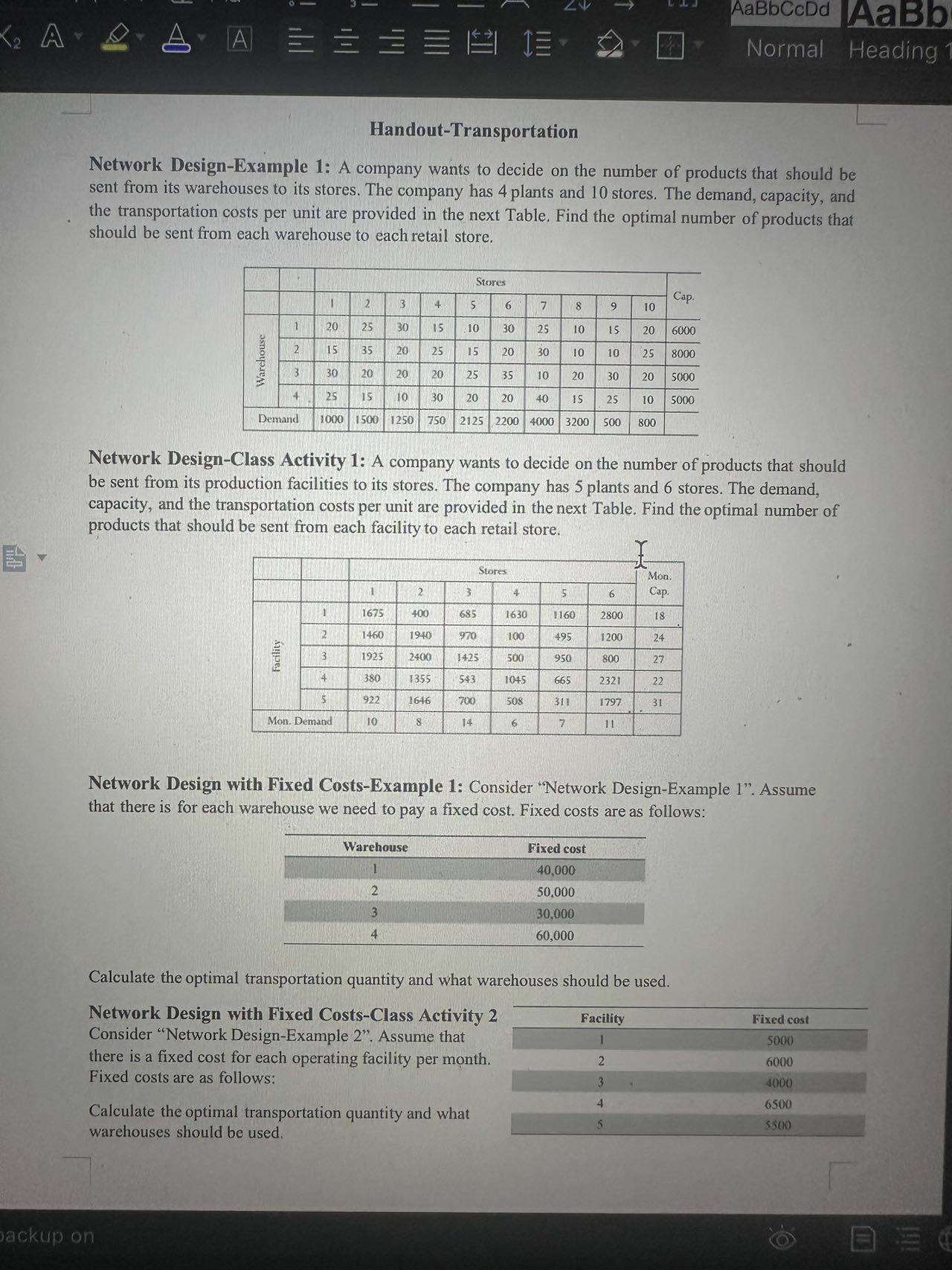  Network Design-Example 1: A company wants to decide on the number
