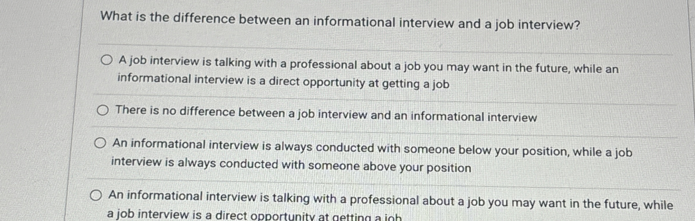  What is the difference between an informational interview and a job