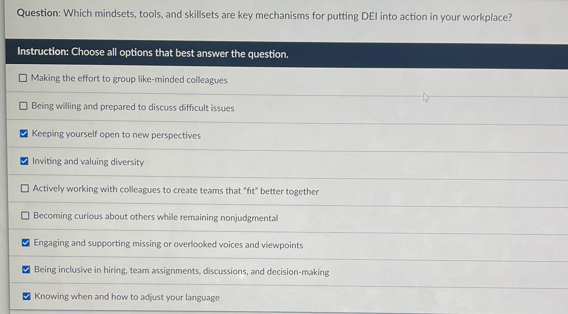  Question: Which mindsets, tools, and skillsets are key mechanisms for putting