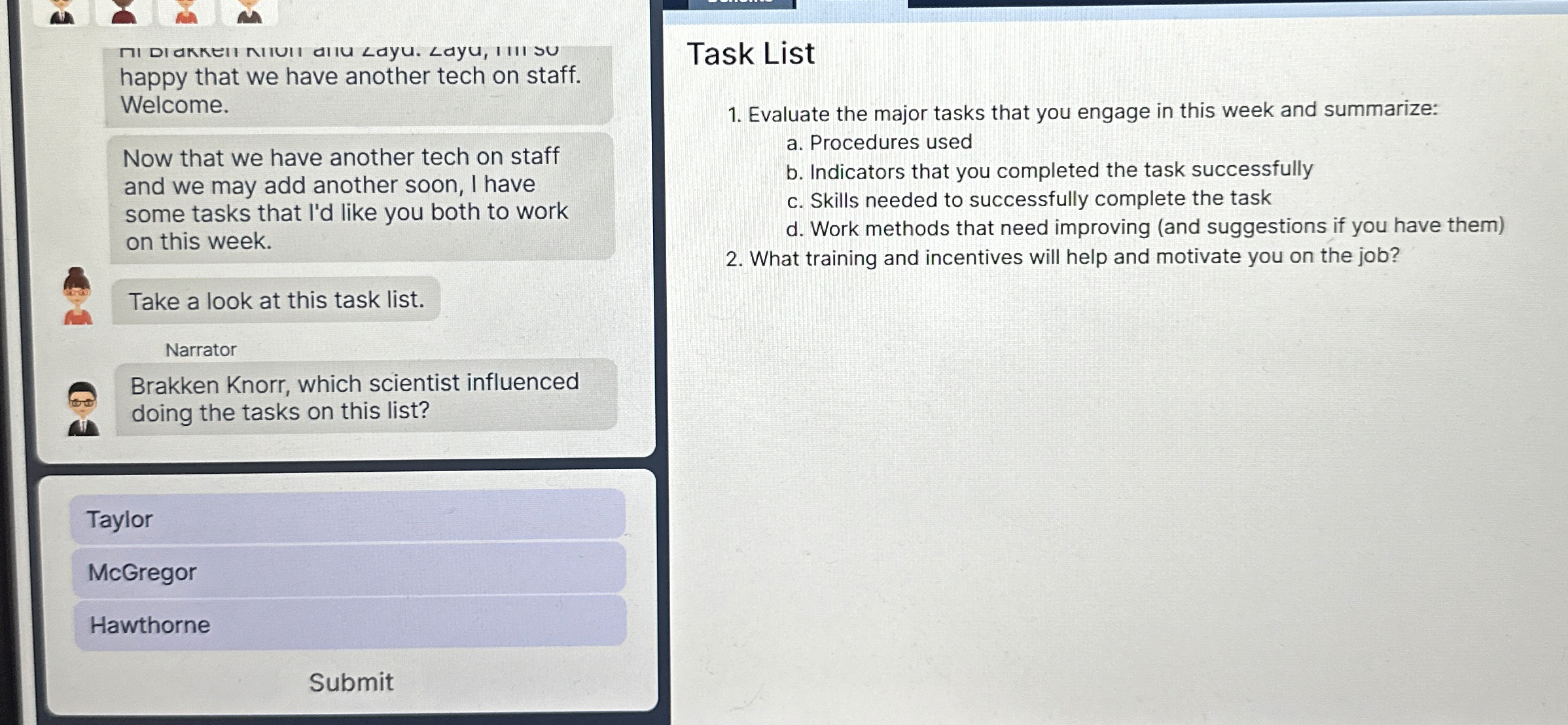  which scientist influenced doing the tasks on this list? Task List