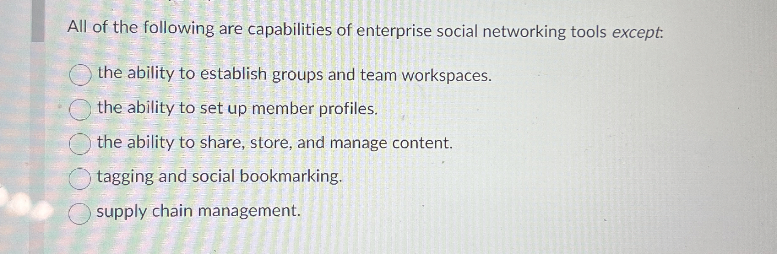  Question 30(1 point) A rich medium is desirable for breaking bad