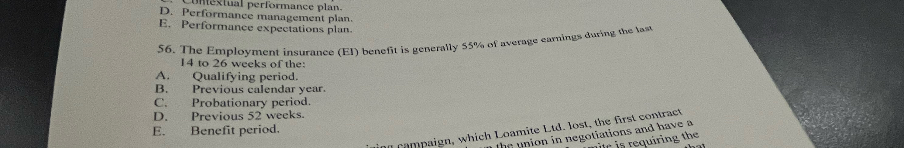  xtual performance plan. D. Performance management plan. E. Performance expectations plan.