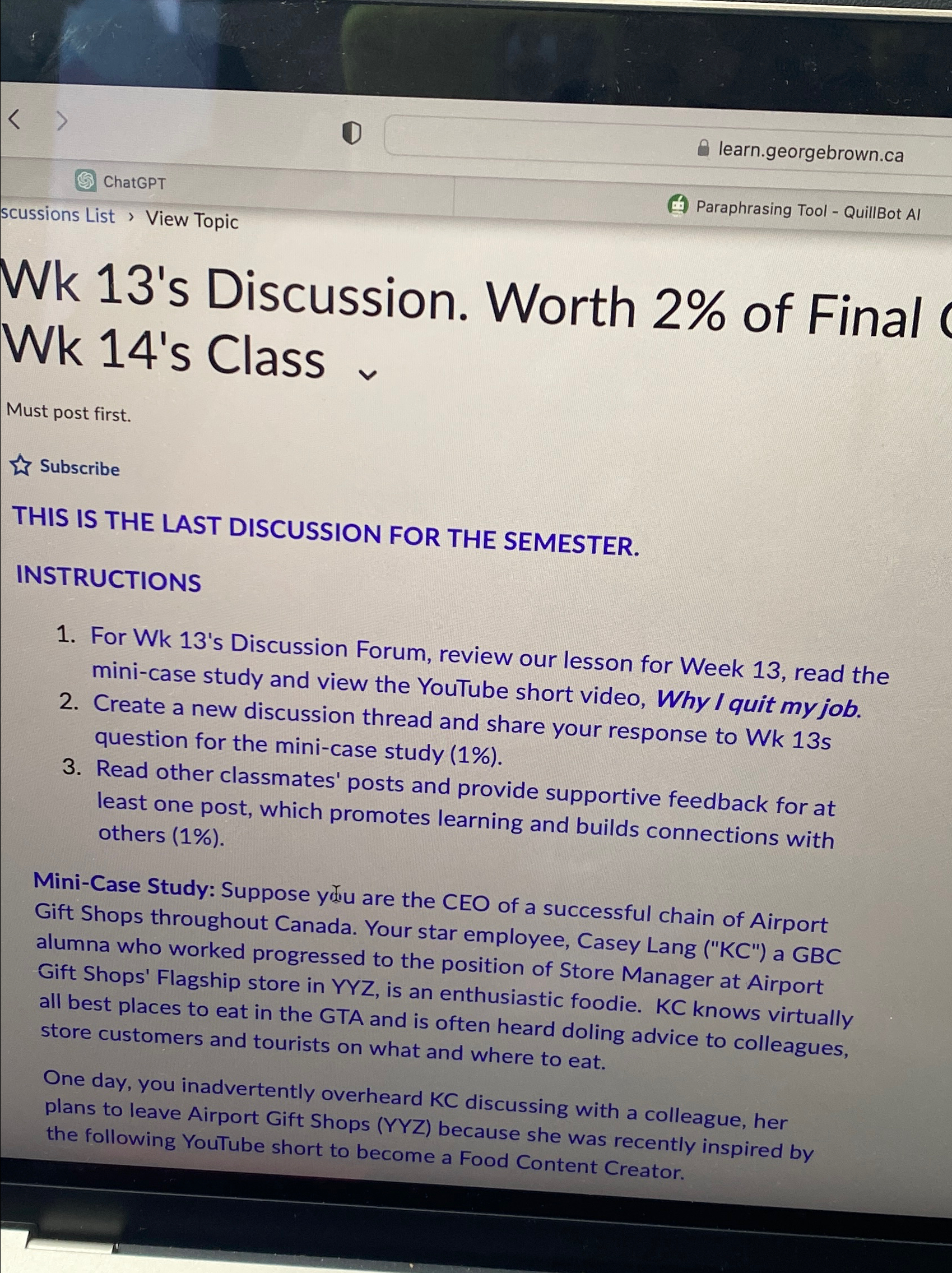  learn.georgebrown.ca ChatGPT Paraphrasing Tool - QuillBot AI scussions List > View