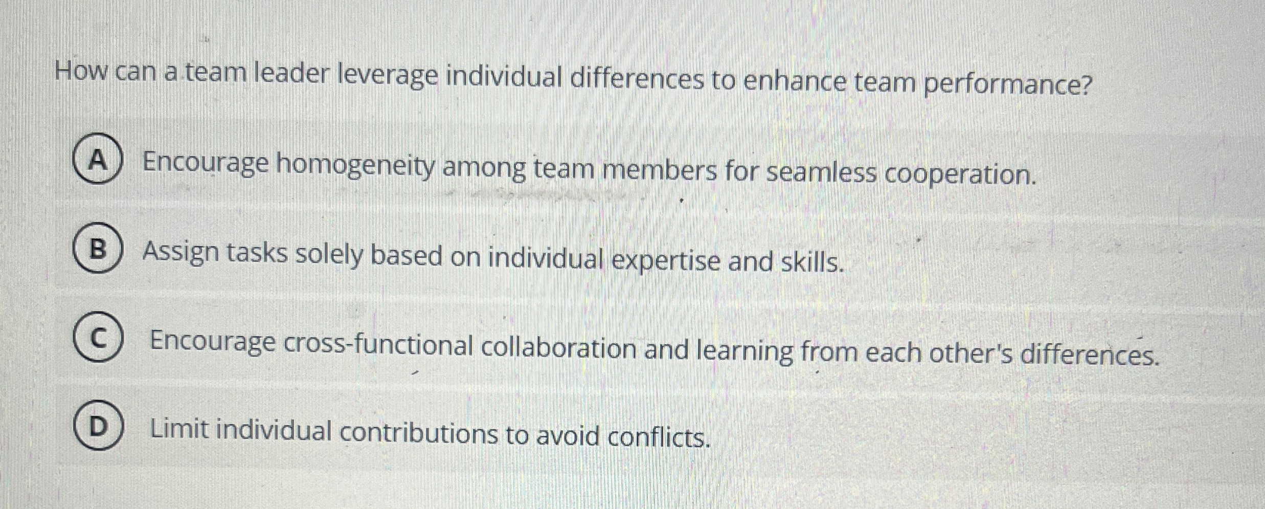  How can a team leader leverage individual differences to enhance team
