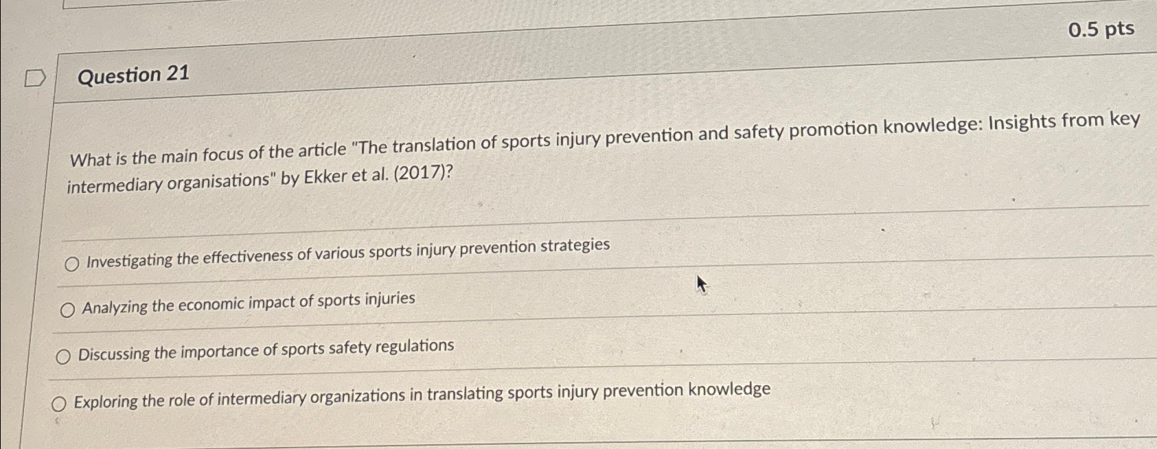  0.5pts Question 21 What is the main focus of the article