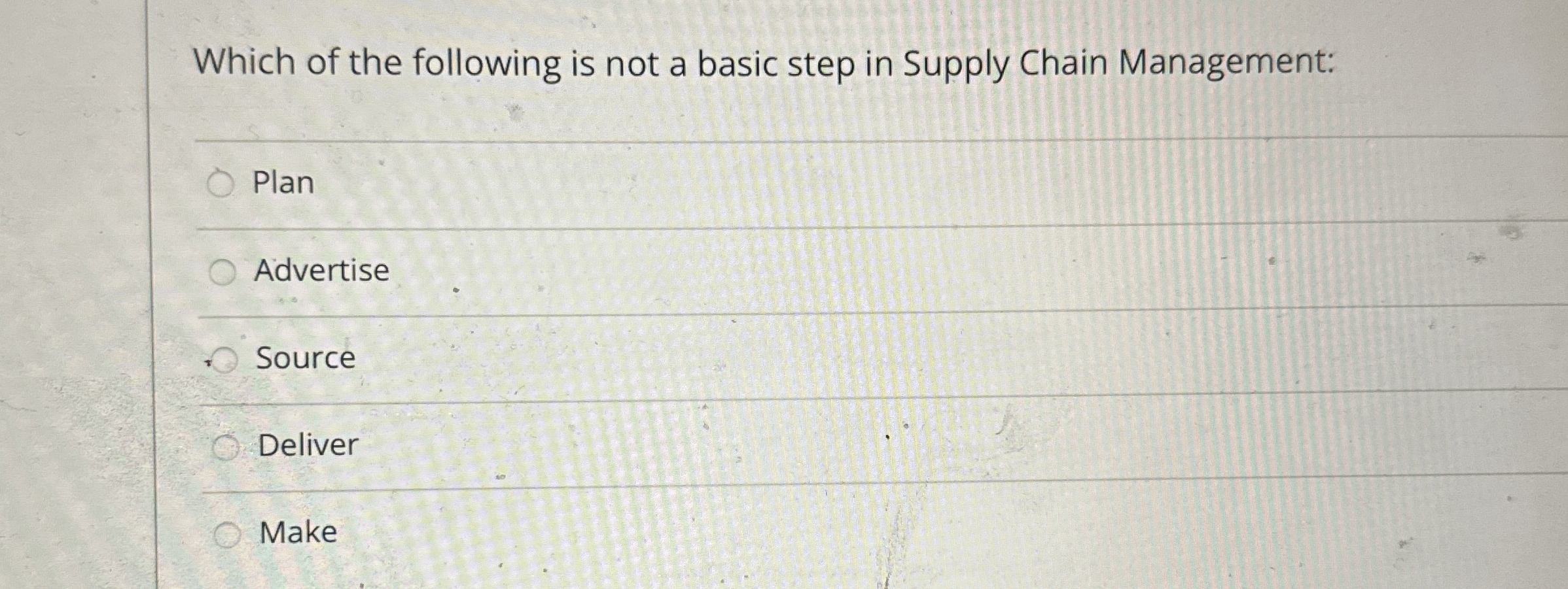  Which of the following is not a basic step in Supply
