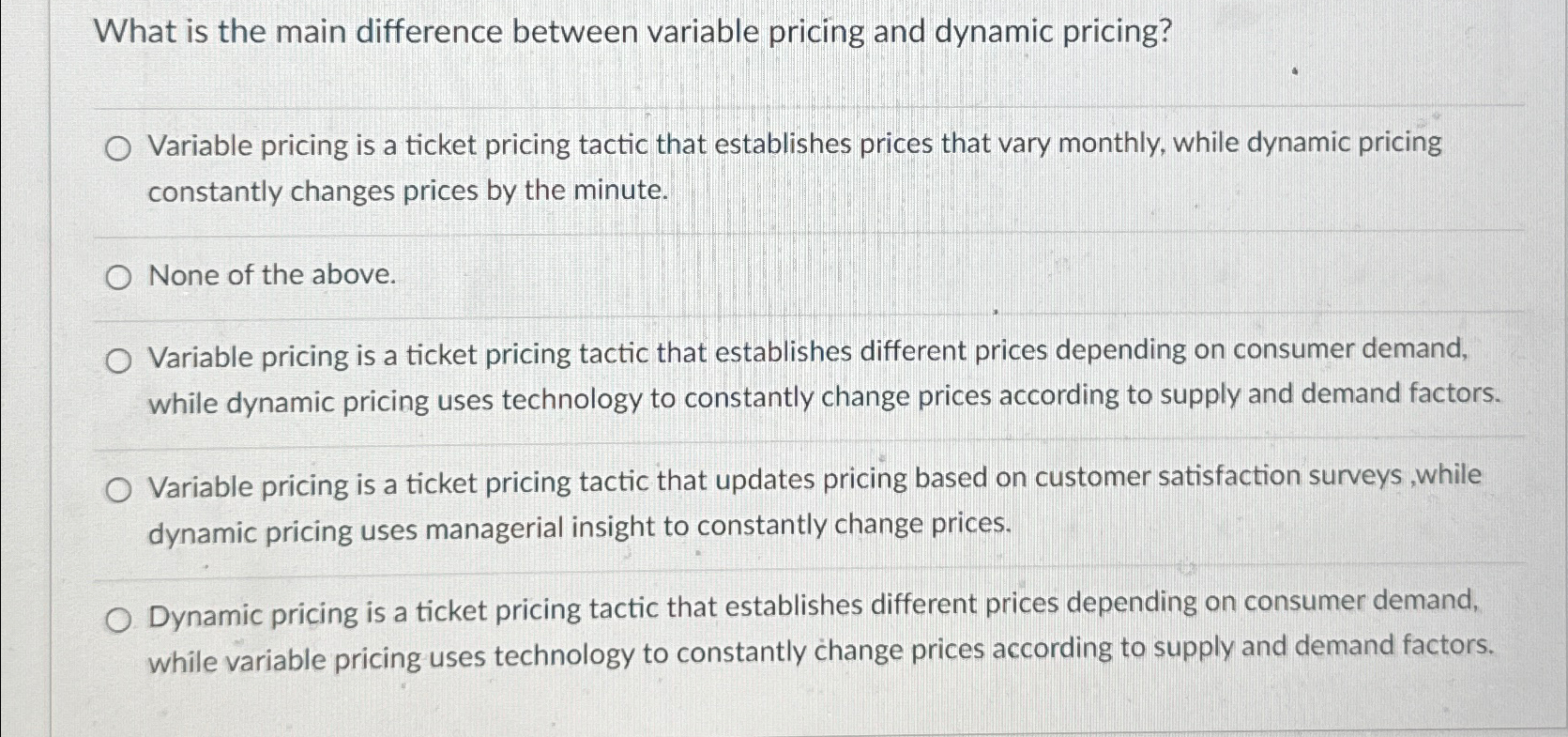  What is the main difference between variable pricing and dynamic pricing?