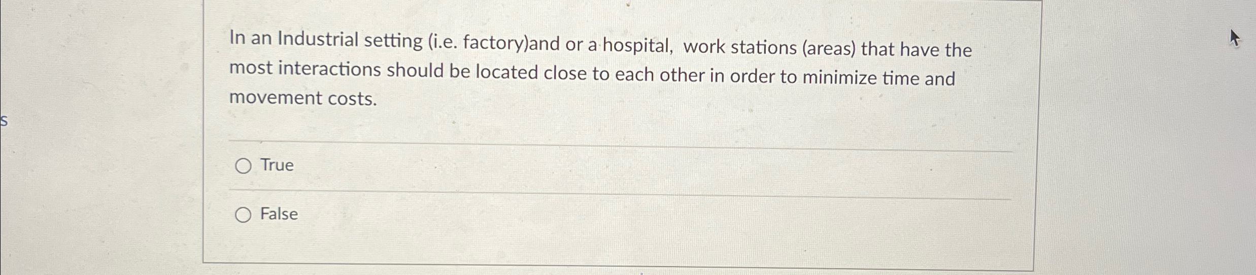  In an Industrial setting (i.e. factory)and or a hospital, work stations