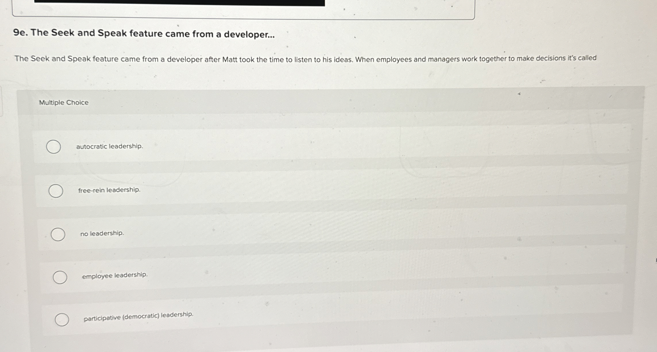  9e. The Seek and Speak feature came from a developer... The