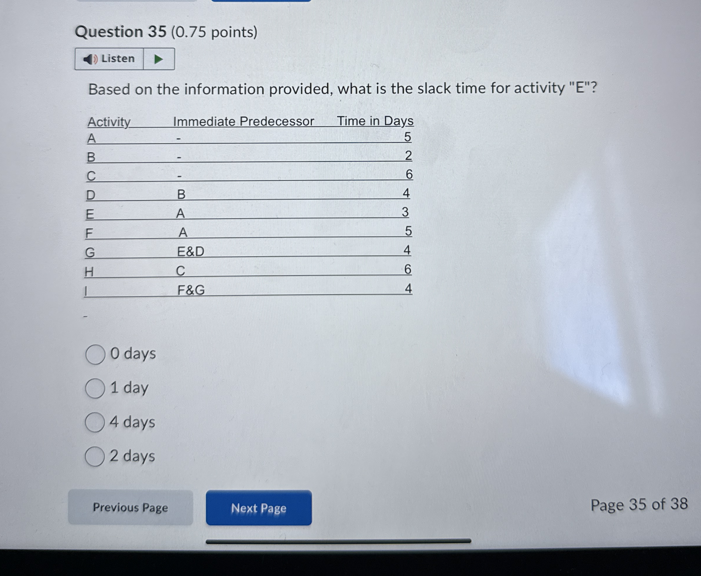  Question 35(0.75 points) Based on the information provided, what is the