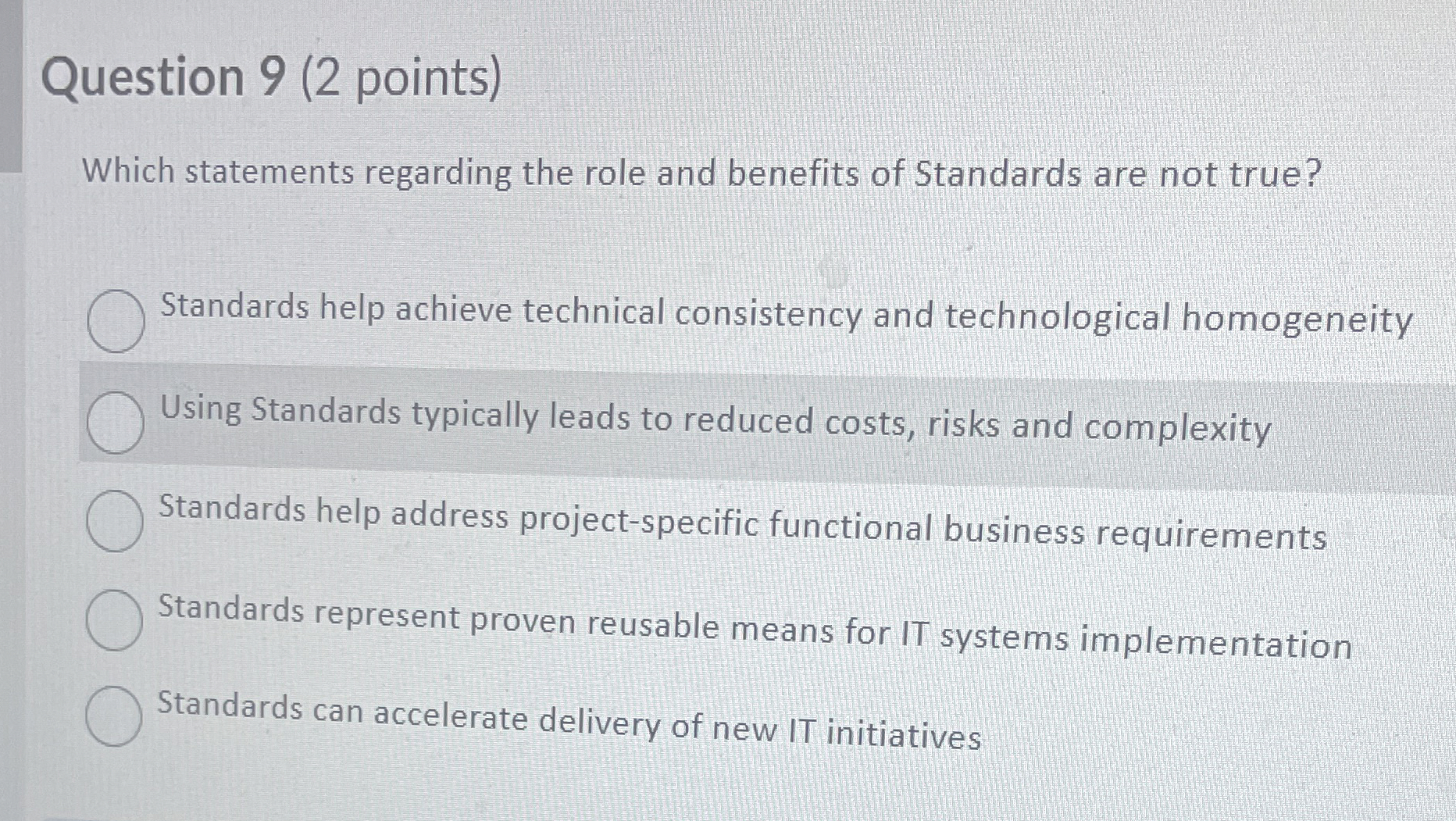  Question 9(2 points) Which statements regarding the role and benefits of