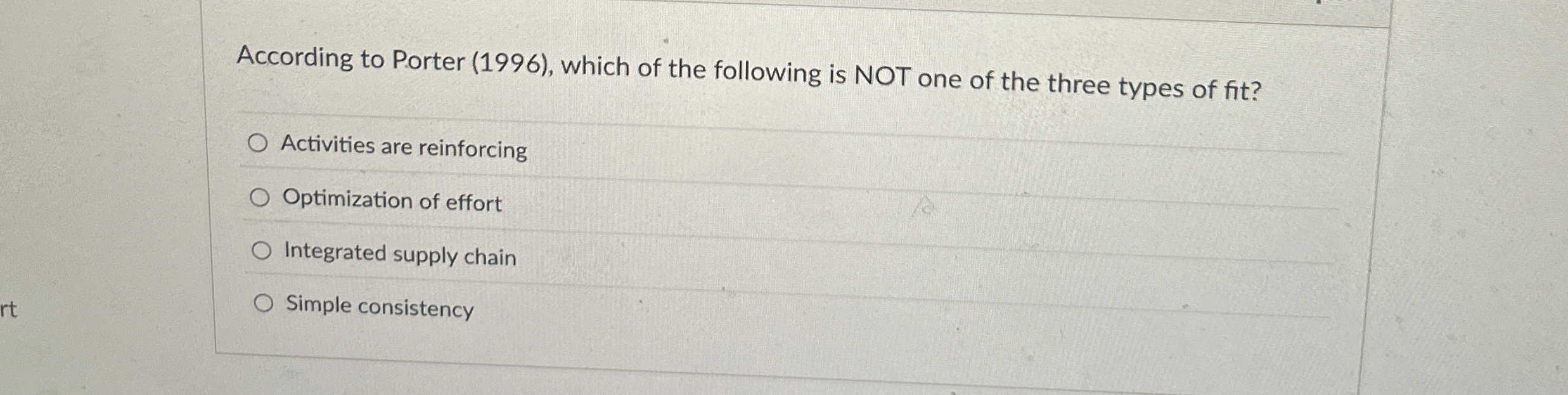  According to P.orter (1996), which of the following is NOT one