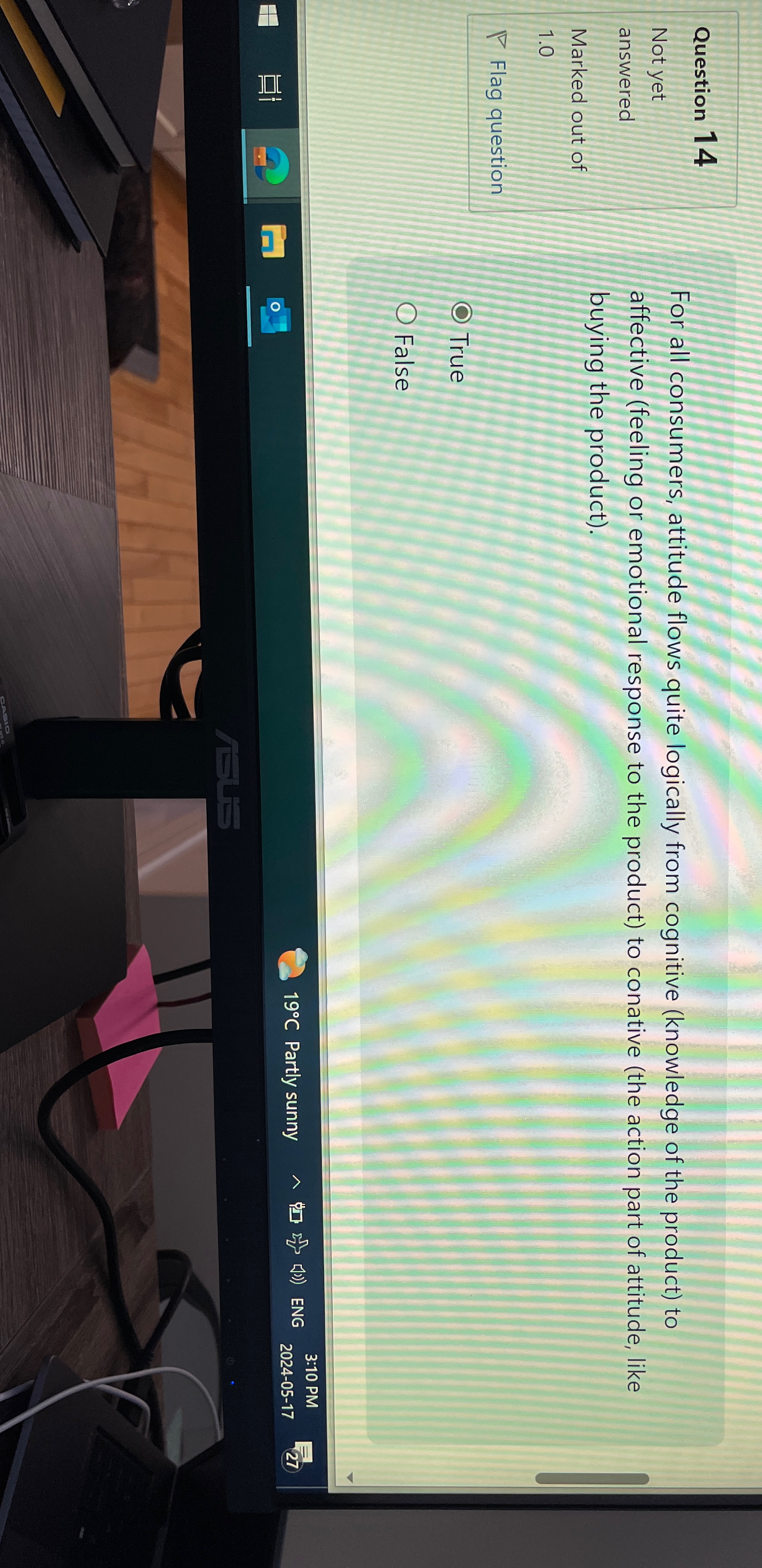 Question 14 Not yet For all consumers, attitude flows quite logically