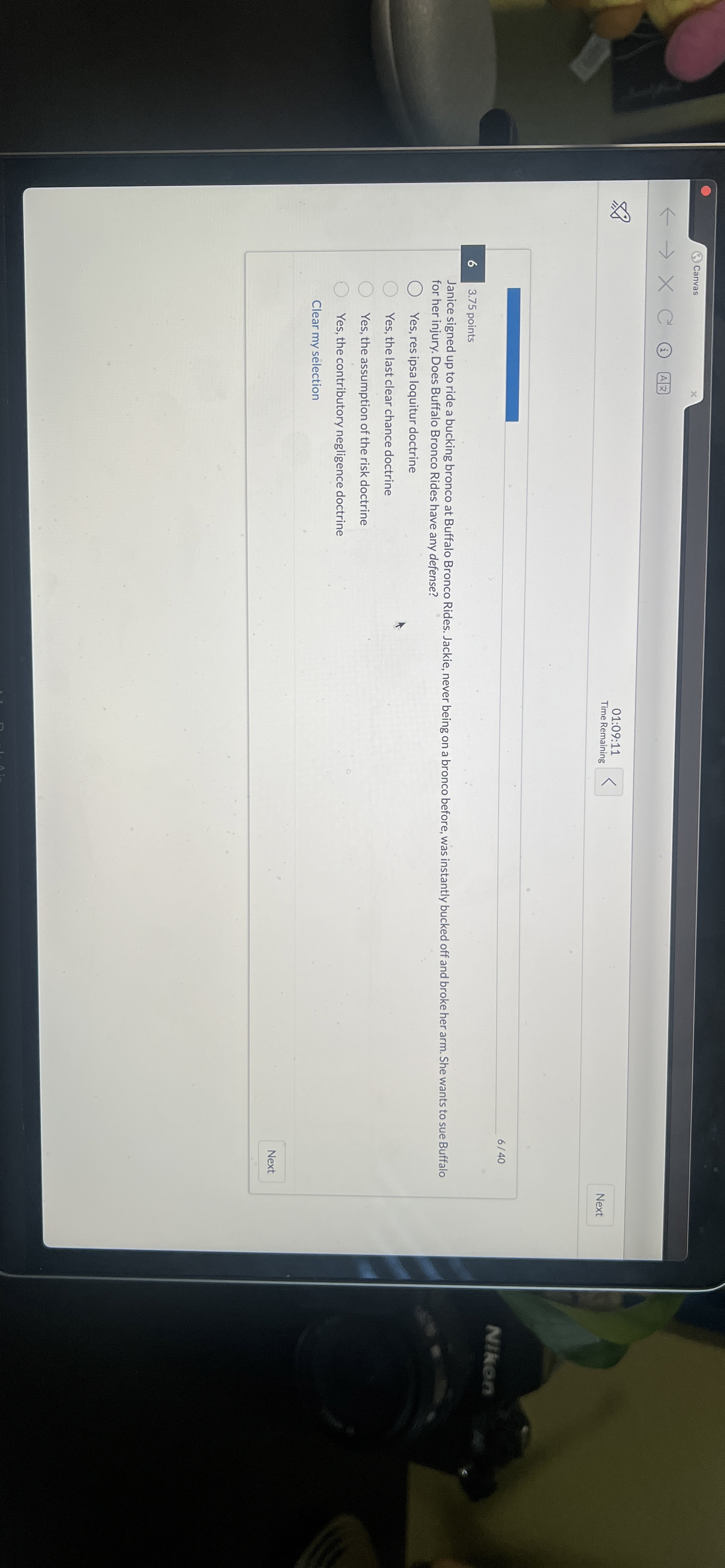  (7) Canvas 01:09:11 Time Remaining 6 3.75 points Janice signed up