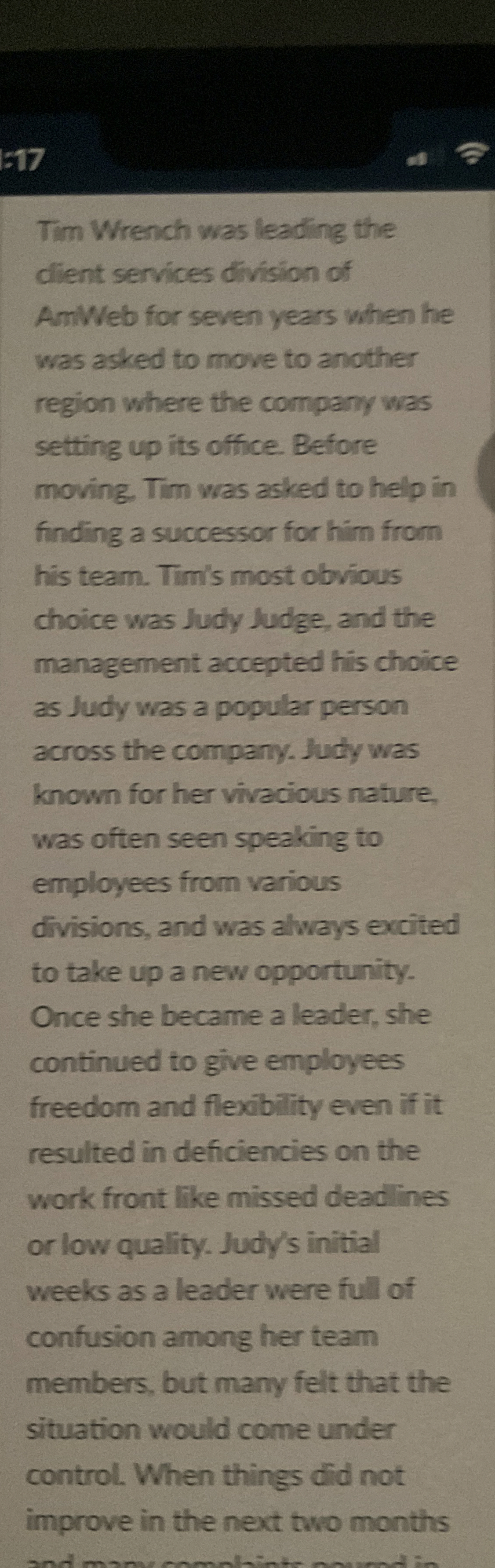  17 Tim Wrench was leading the client services division of AmWeb