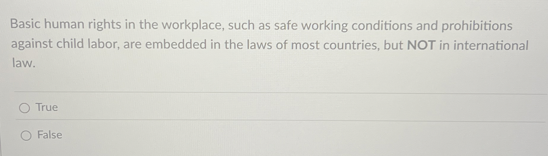  Basic human rights in the workplace, such as safe working conditions