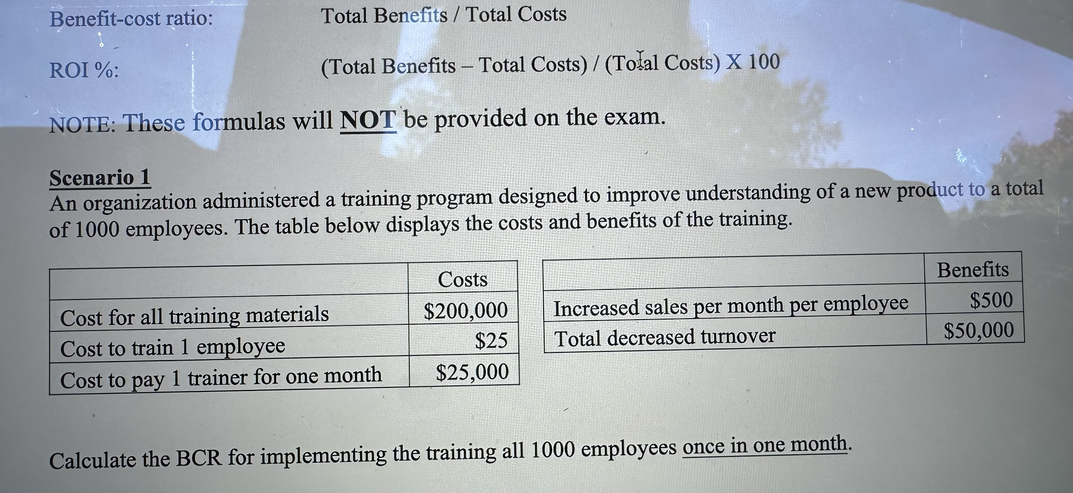  An organization administered a training program designed to improve understanding of