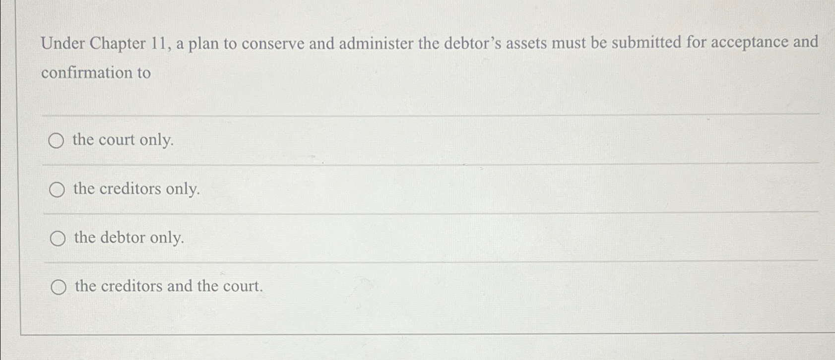  Under Chapter 11, a plan to conserve and administer the debtor's