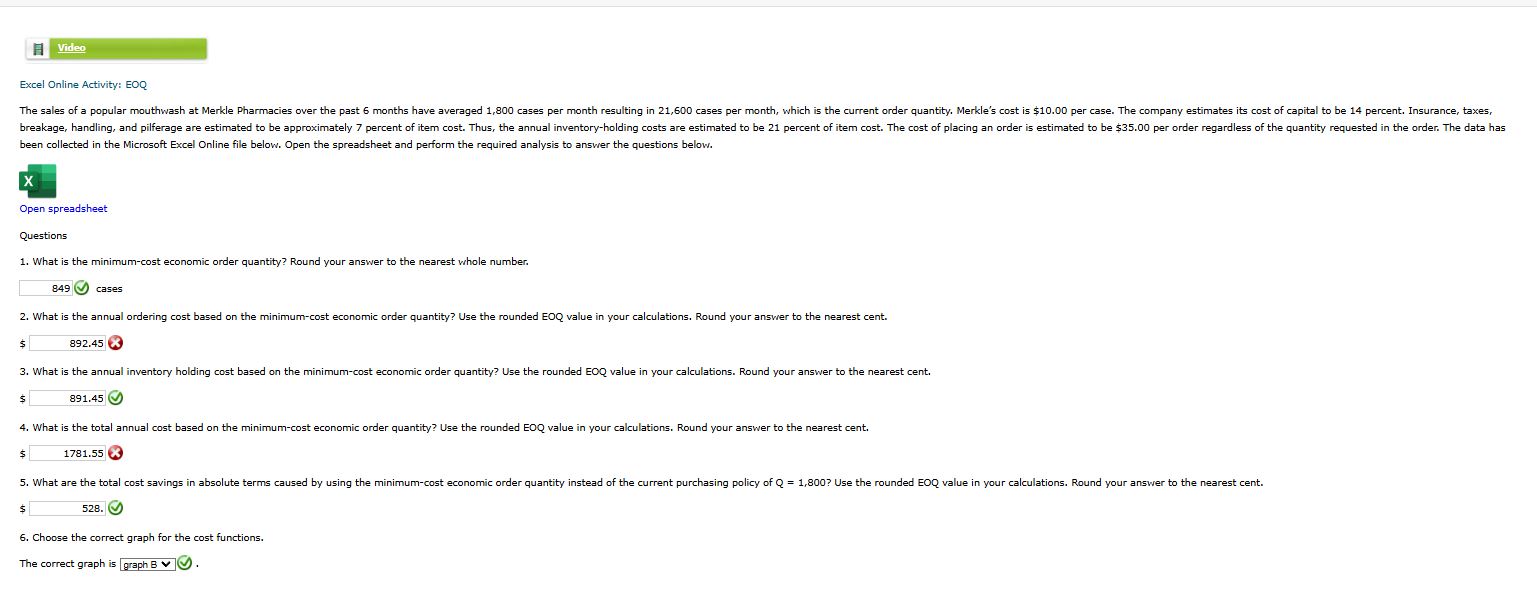  Excel Online Activity: EOQ been collected in the Microsoft Excel Online