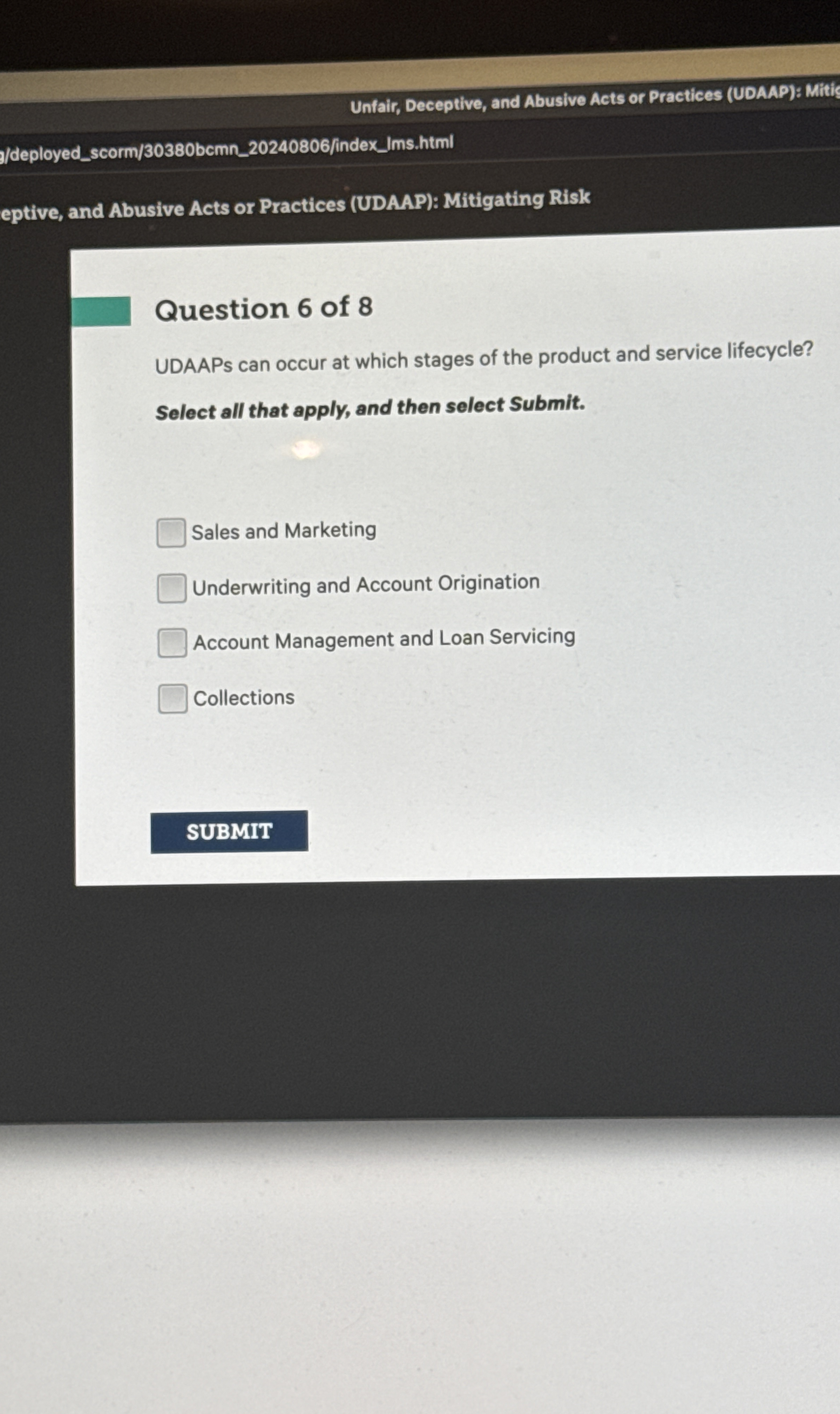  Unfair, Deceptive, and Abusive Acts or Practices (UDAAP): Mitis /deployed_scorm/30380bcmn_20240806/index_Ims.html eptive,
