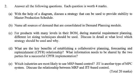  Answer all the following questions. Each question is worth 4 marks.