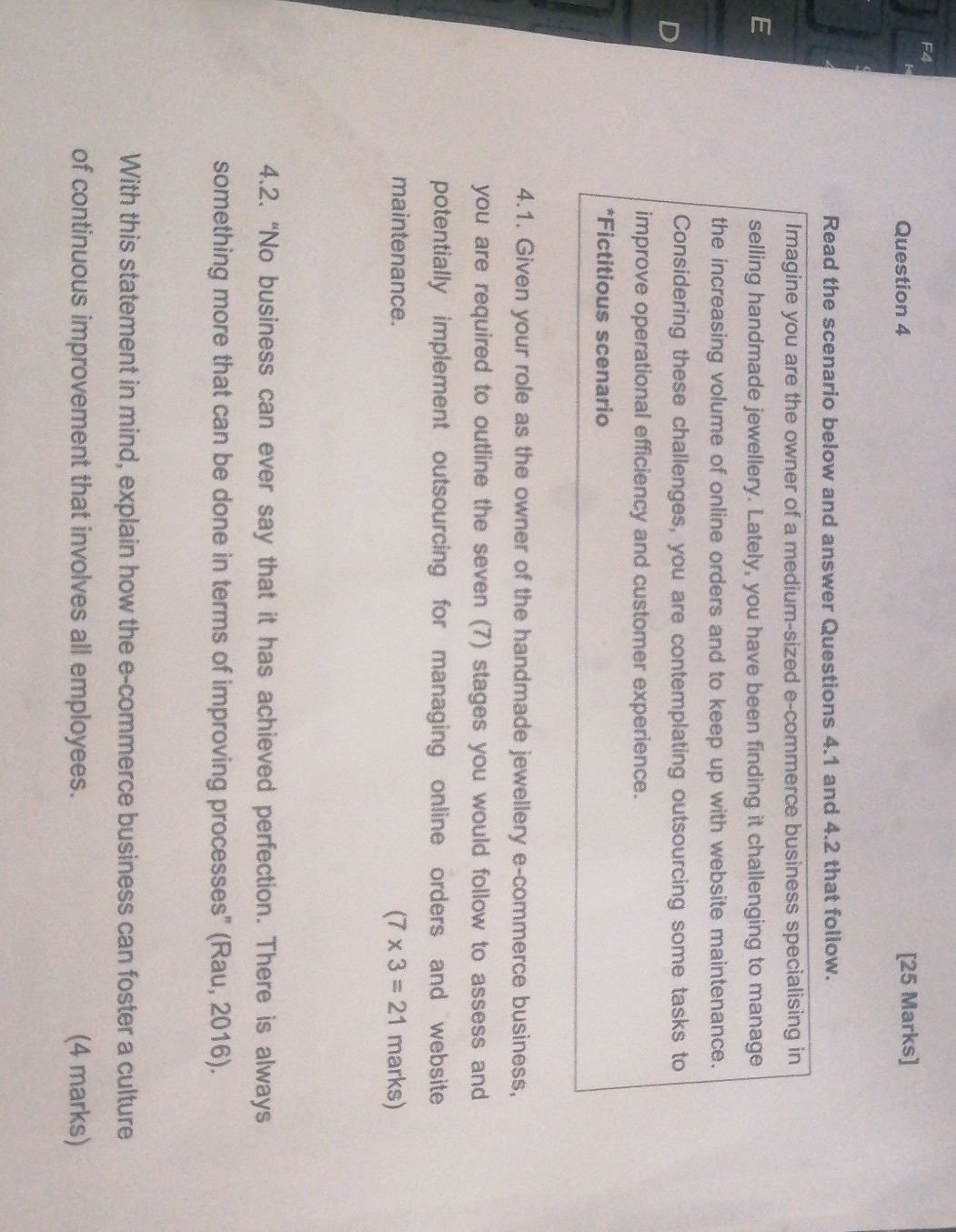  Question 4 [25 Marks] Read the scenario below and answer Questions