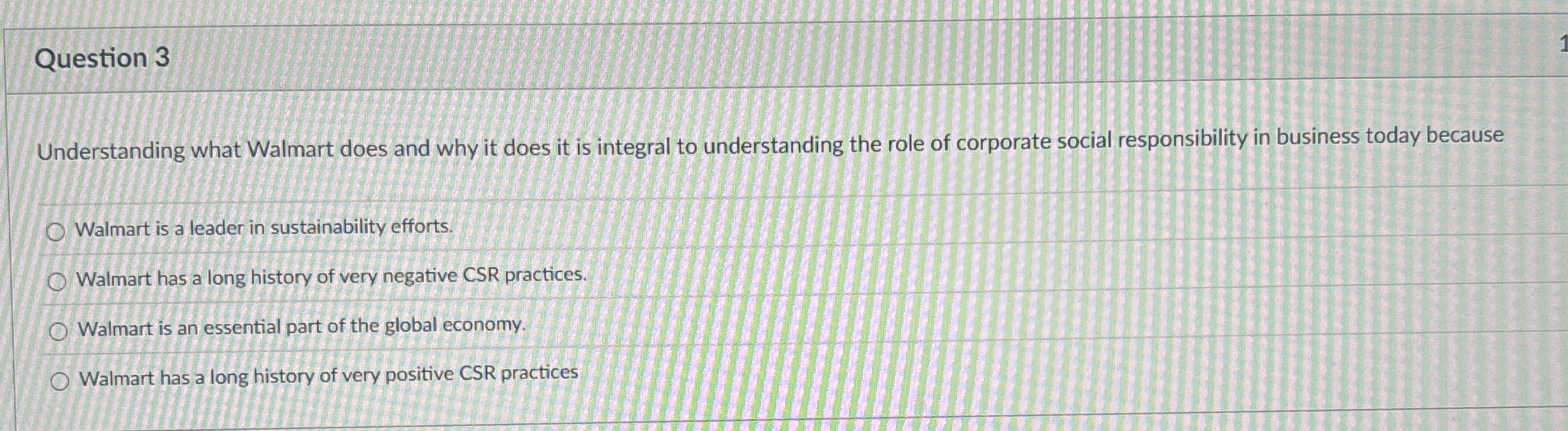  Question 3 Understanding what Walmart does and why it does it