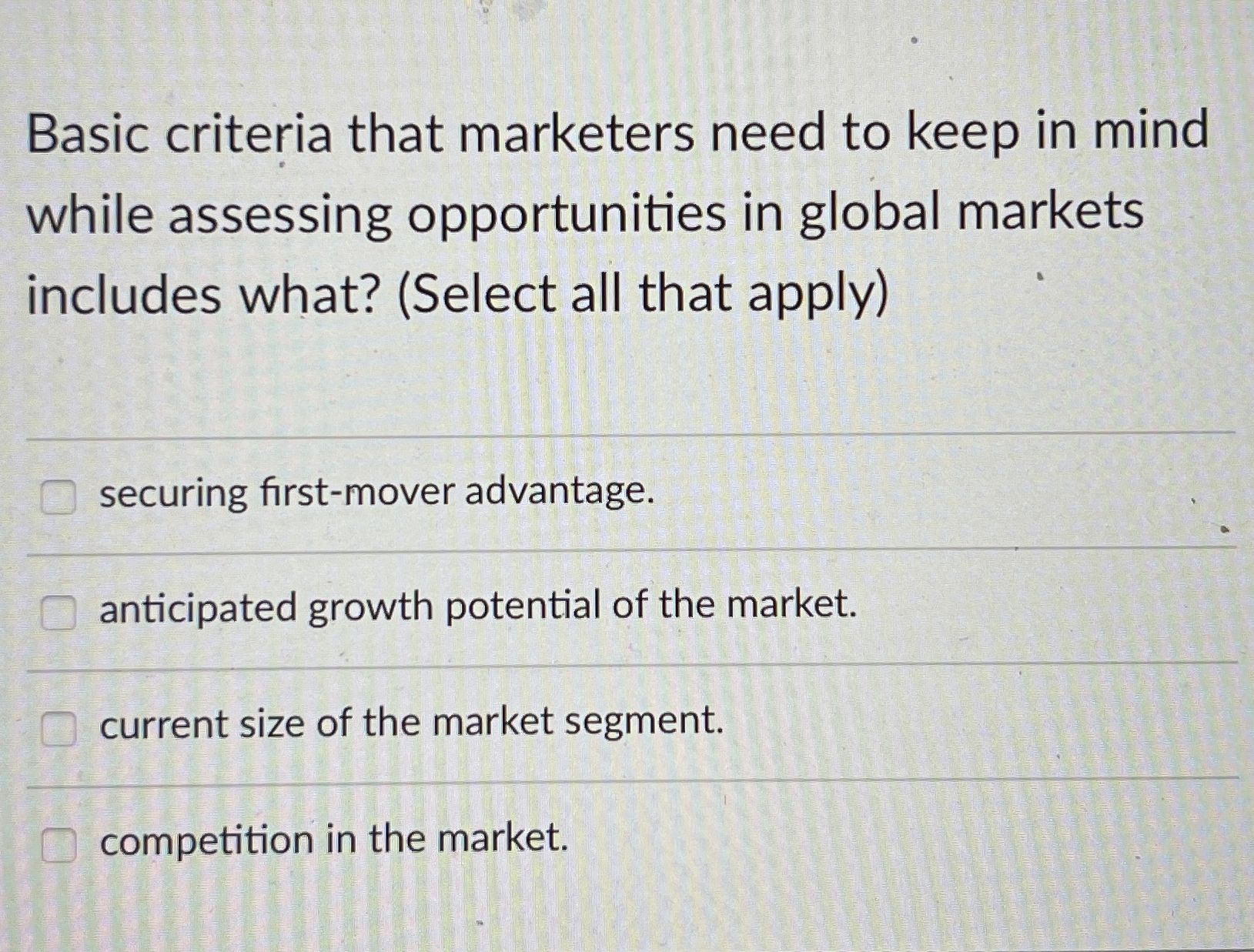  Basic criteria that marketers need to keep in mind while assessing