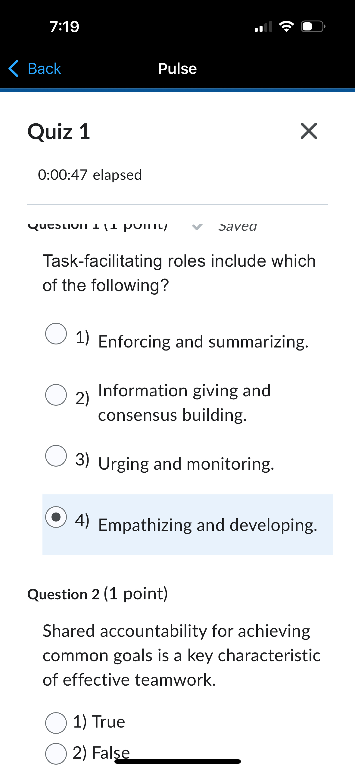  uCDLIII |)? NUIIJ Task-facilitating roles include which of the following? Enforcing