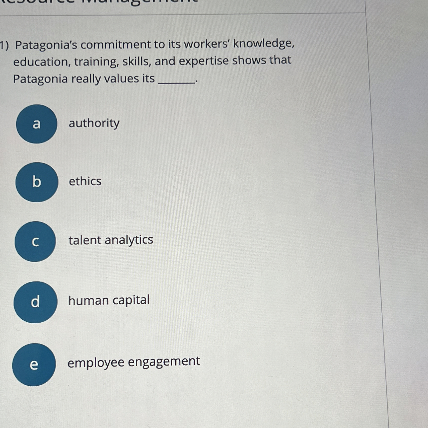  Patagonia's commitment to its workers' knowledge, education, training, skills, and expertise