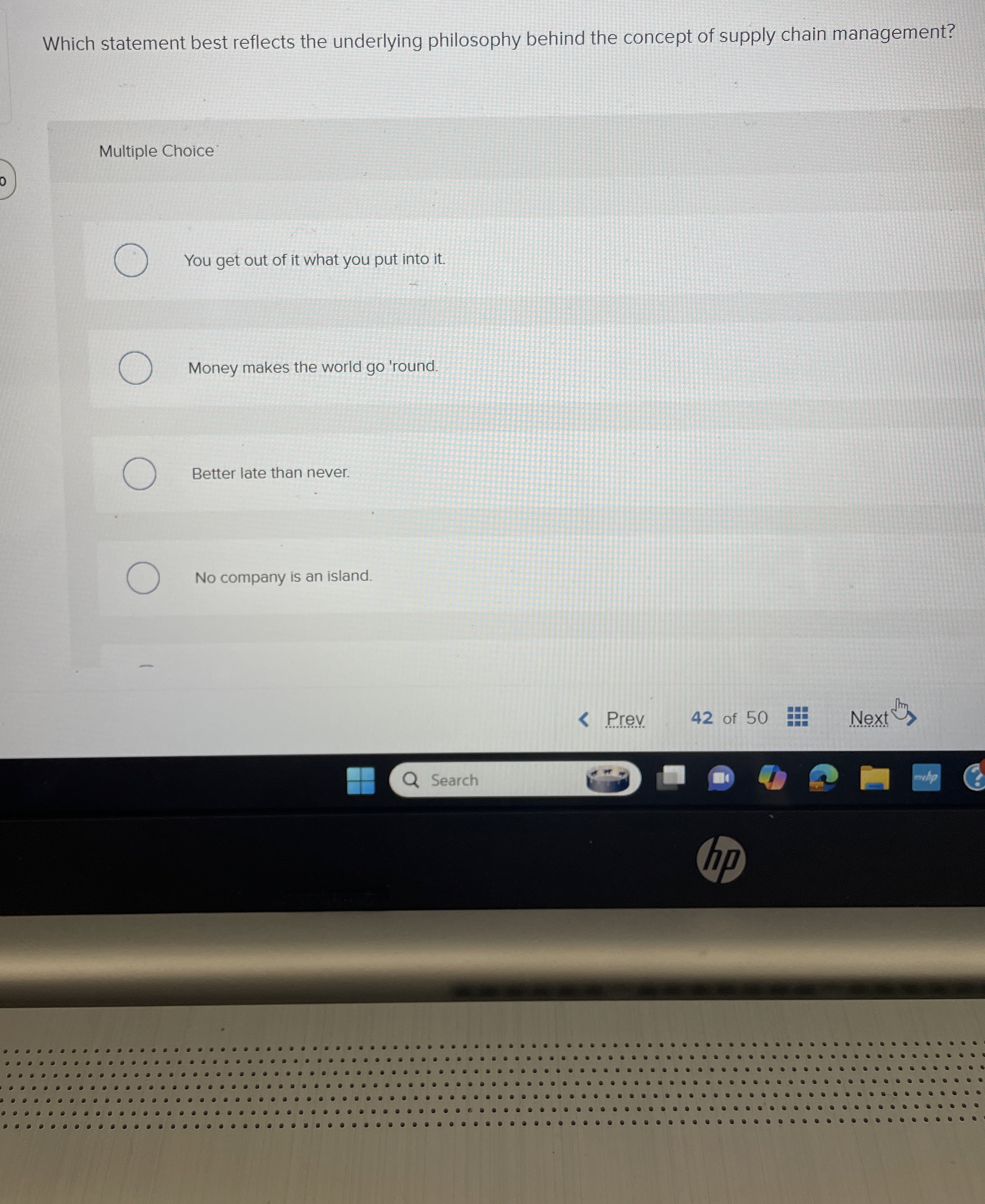  Which statement best reflects the underlying philosophy behind the concept of