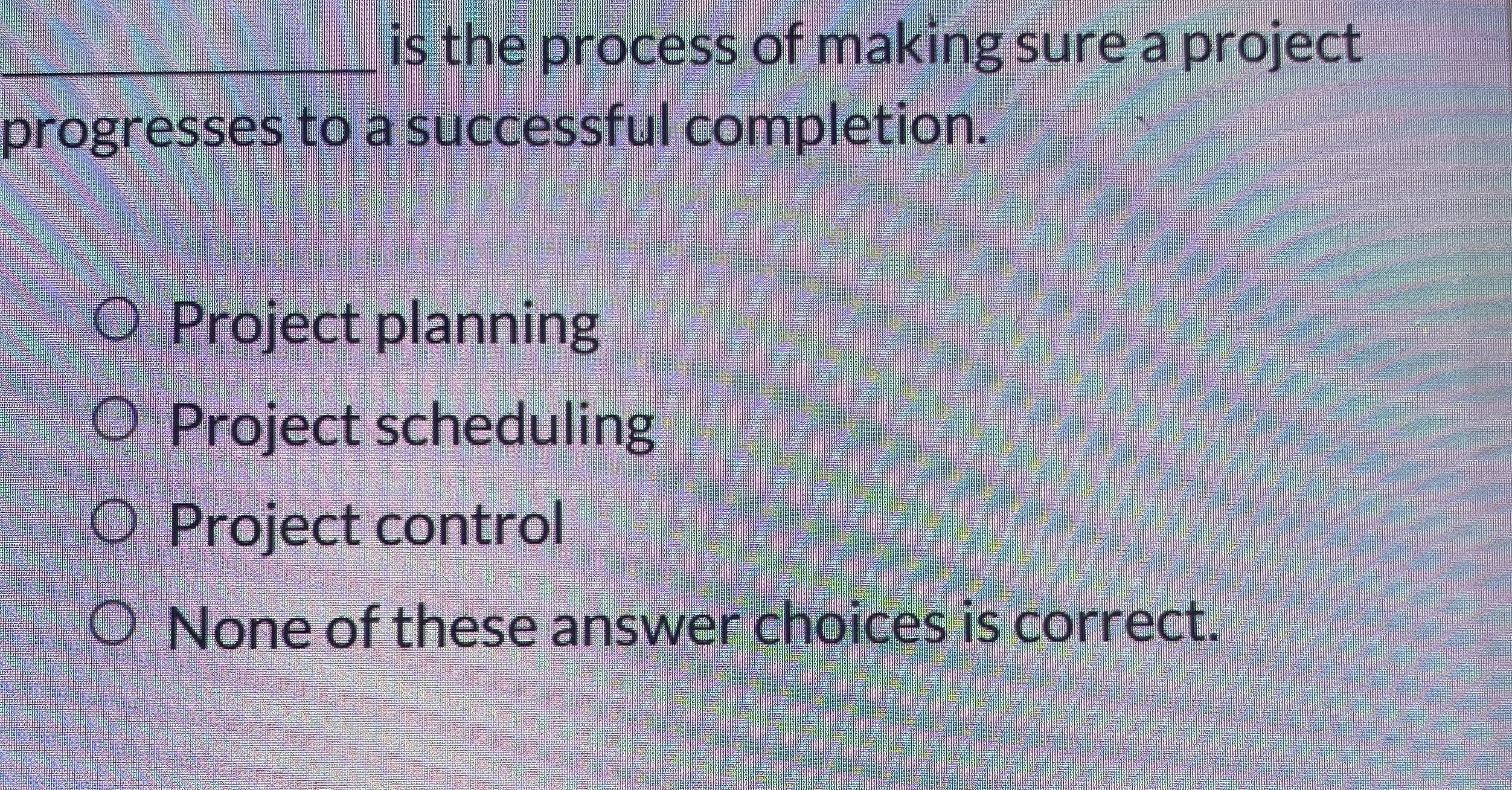  q, is the process of making sure a project progresses to