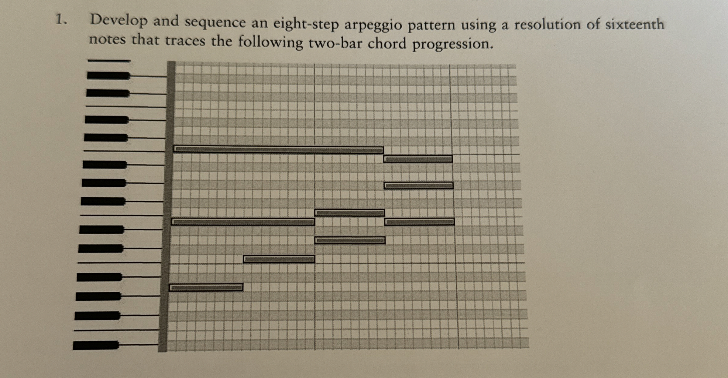  Develop and sequence an eight-step arpeggio pattern using a resolution of