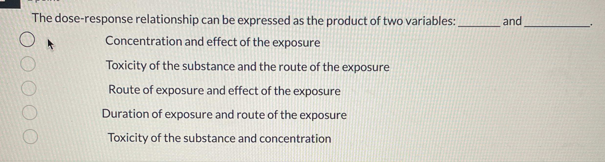  The dose-response relationship can be expressed as the product of two